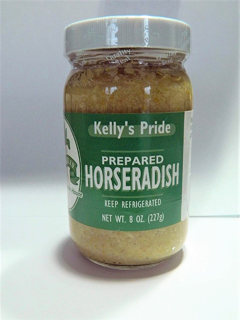 Kelly&#39;s Pride - 12 Pack Prepared Horseradish- 8 oz Jars- Horseradish is made from 100 Percent Fresh Grated Horseradish Root!