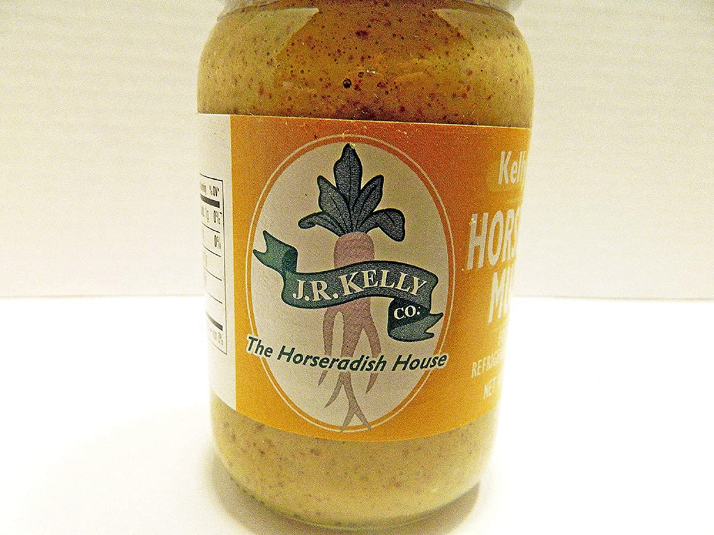 Kelly&#39;s Pride - 12 Pack Horseradish Mustard- 8 oz Jars- Horseradish is made from 100 Percent Fresh Grated Horseradish Root!